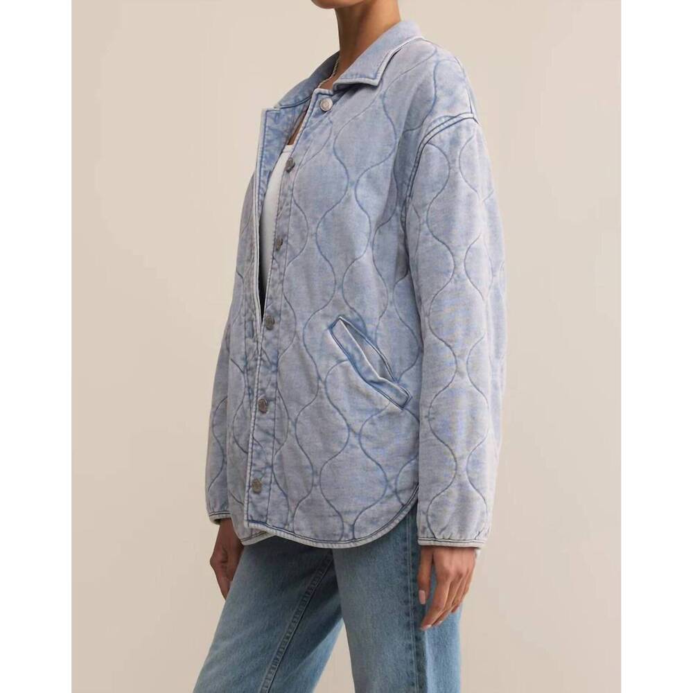 NEW Z SUPPLY boulder knit denim jacket in washed indigo - Picture 3 of 7